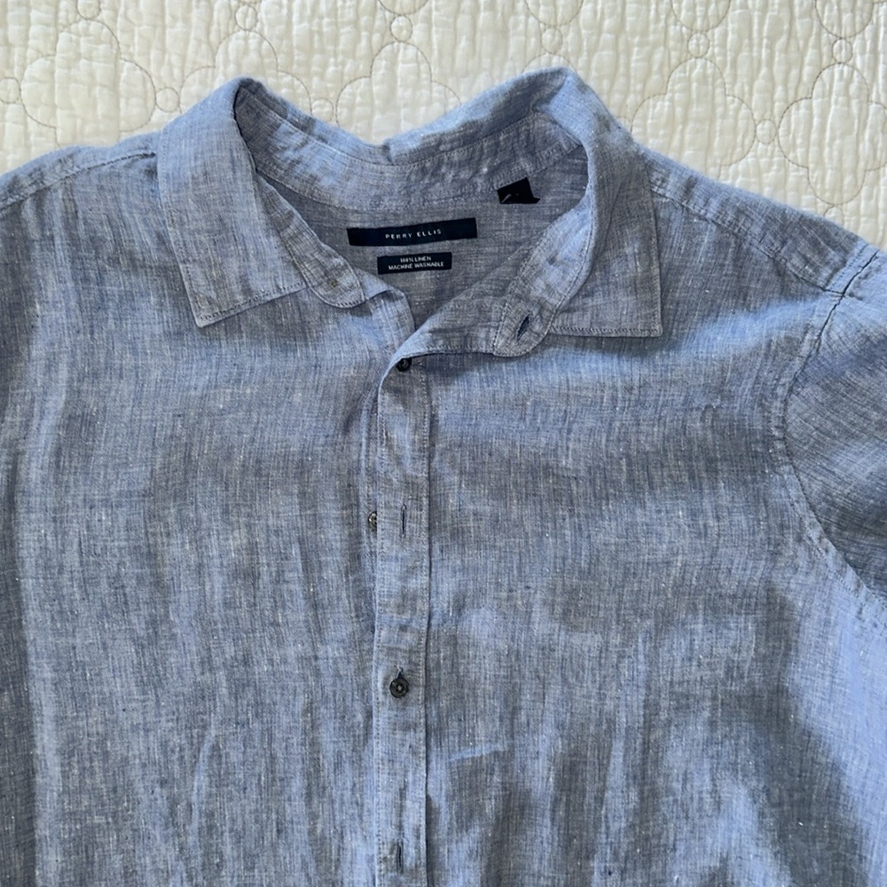 Perry Ellis Linen Dress Shirt - Picture 2 of 3